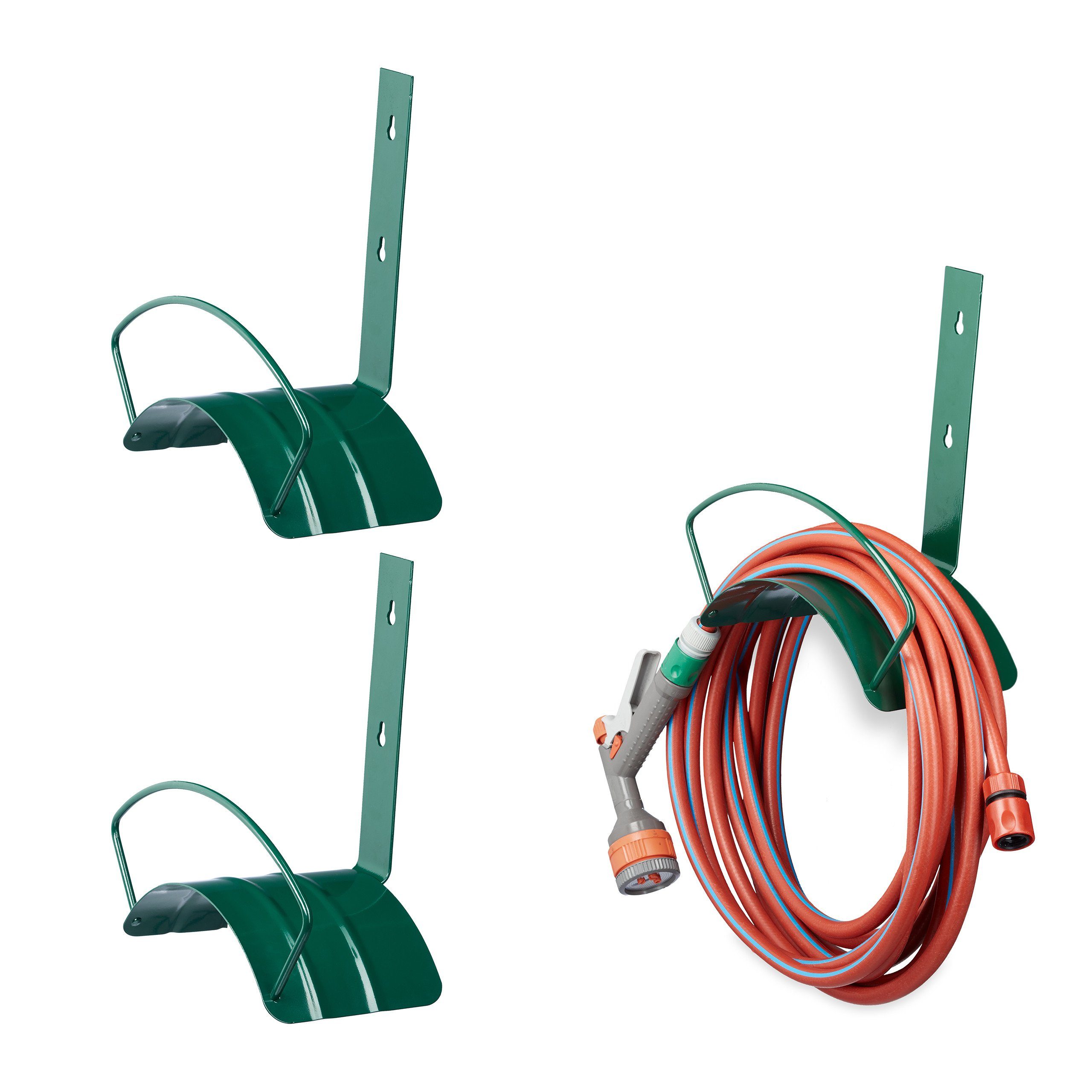 Relaxdays Schlauchhalter 2er Set – Für Bis Zu 30 M Schlauch, Zum Aufhängen Am Hahn Oder Wand