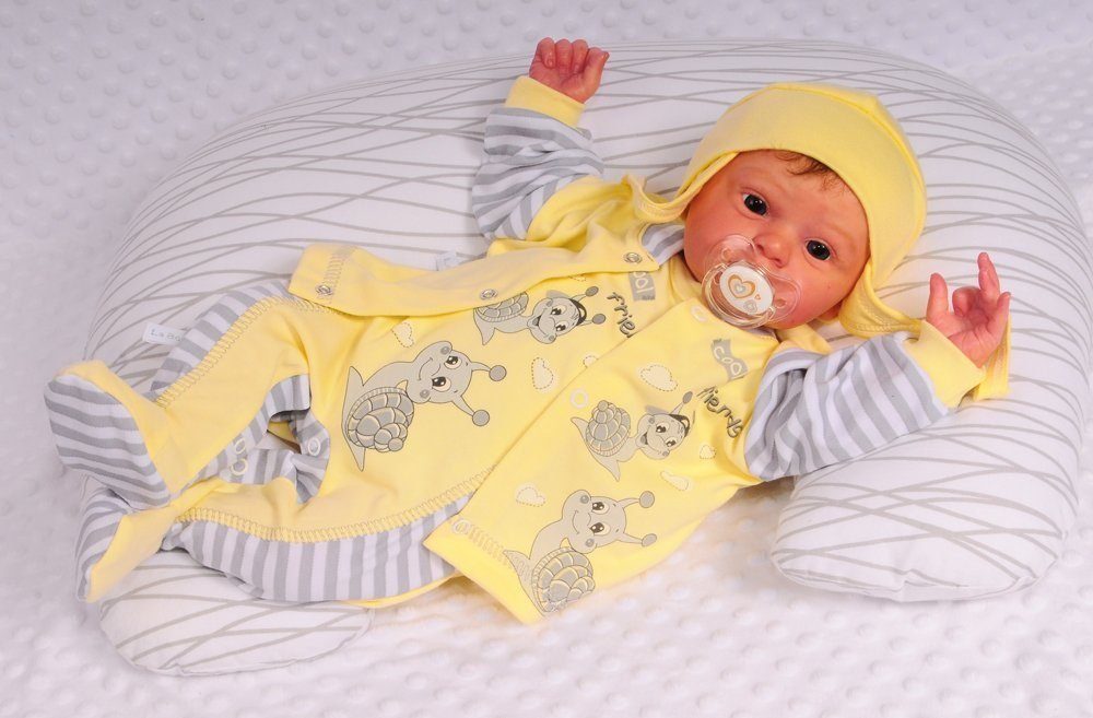 La Bortini Strampler Strampler Mütze und Hemdchen Set Baby Anzug 3tlg aus reiner Baumwolle, 44 50 56 62 68 74