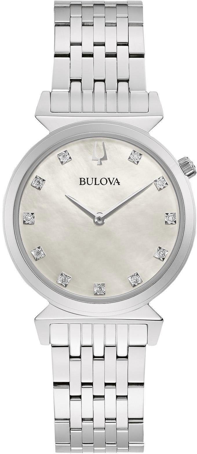 Bulova Quarzuhr 96P216, Silberfarbenes Edelstahlgehäuse, Ø ca. 30 mm