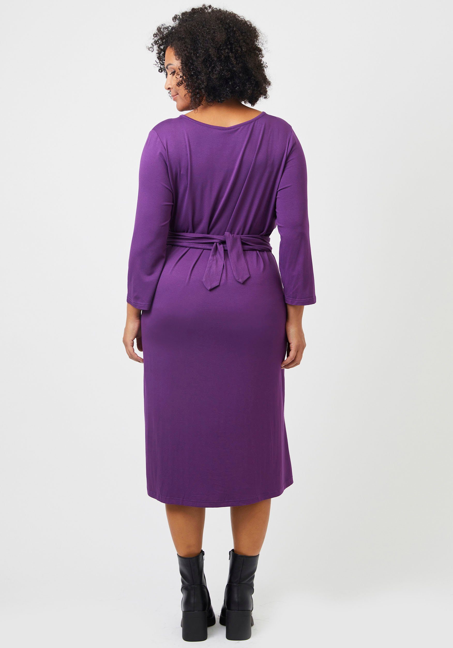 ADIA Jerseykleid mit stylischem Wickelteil purp Taille royal der an