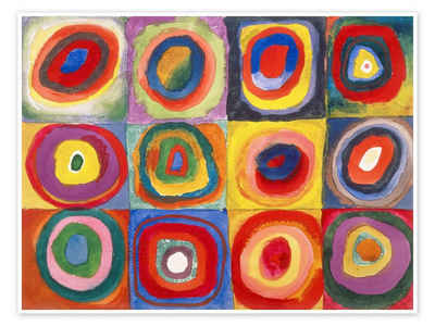 Posterlounge Poster Wassily Kandinsky, Quadrate mit konzentrischen Ringen, Wohnzimmer Malerei