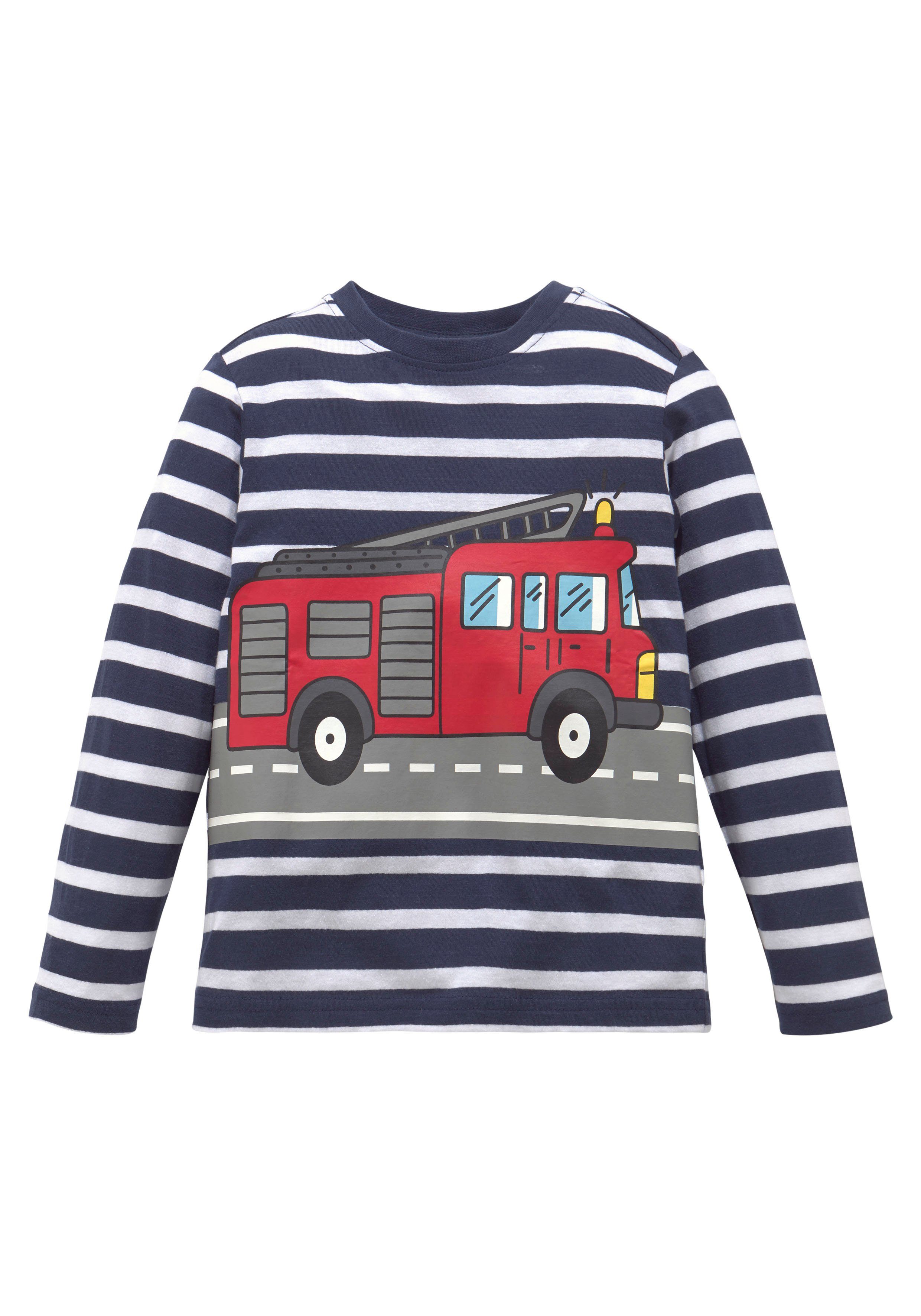 KIDSWORLD Langarmshirt TATÜ TATA die Feuerwehr ist da langärmlig, Basic-Passform, gestreift und bedruckt. Reduzierter Preis € 12,99. Unverbindliche Preisempfehlung € 14,99