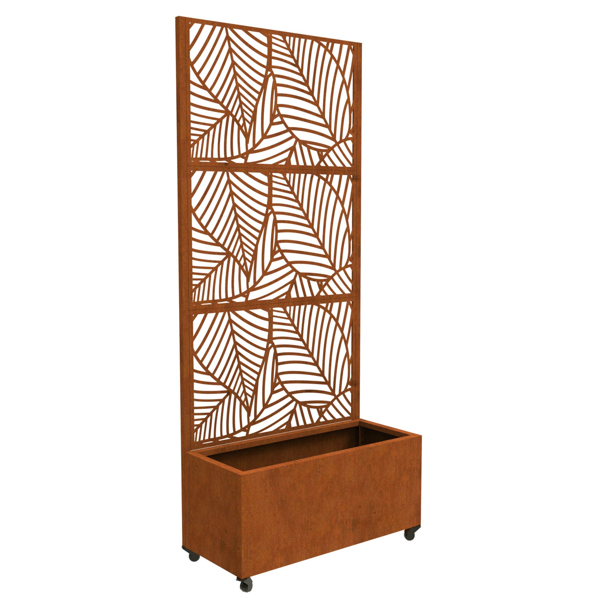 casa.pro Blumenkasten, mit Trennwand »Surnskoki« mit Rollen Stahl 190x82x38 cm Edelrost