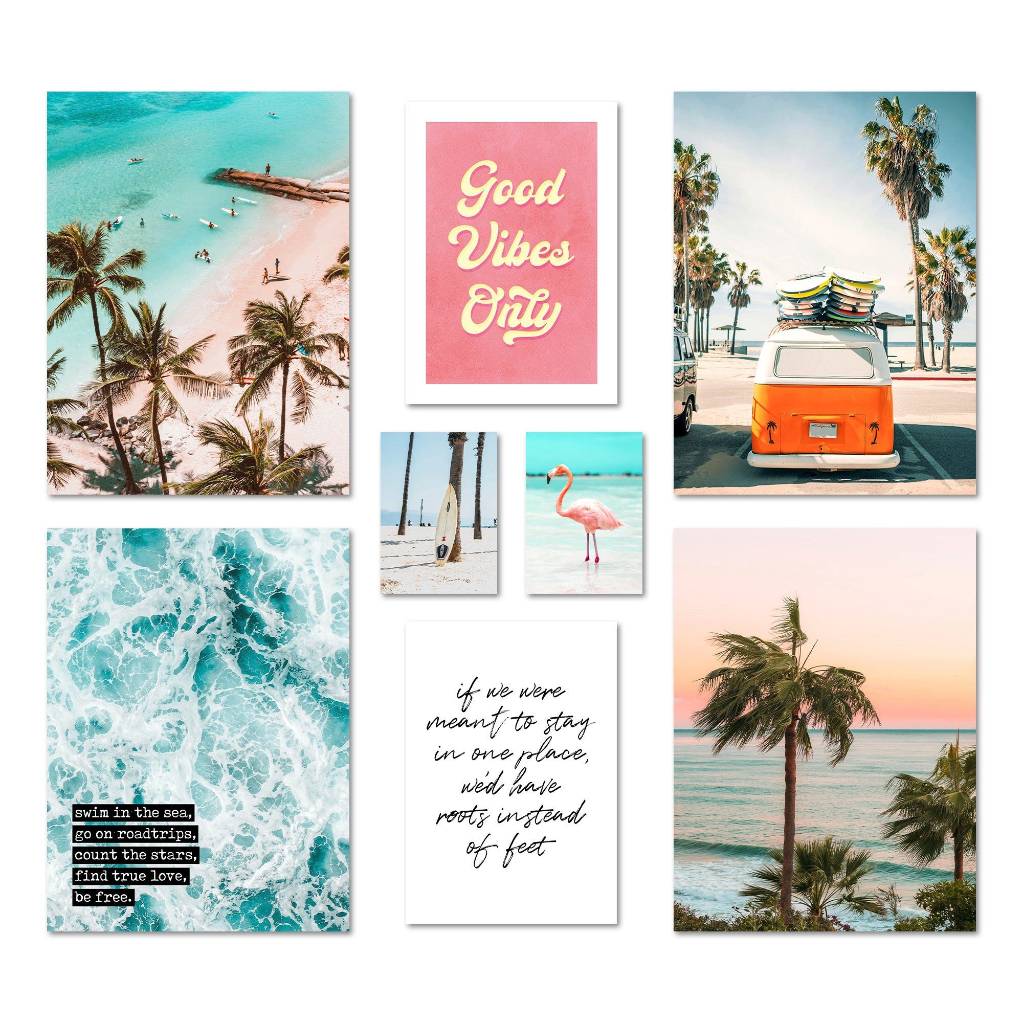 ARTFAVES Bilder-Collage Poster Set Summer Vibes I mehrteilige Bilderwand I Wandbilder Sommer, (Wandbilder modern, 8 St)