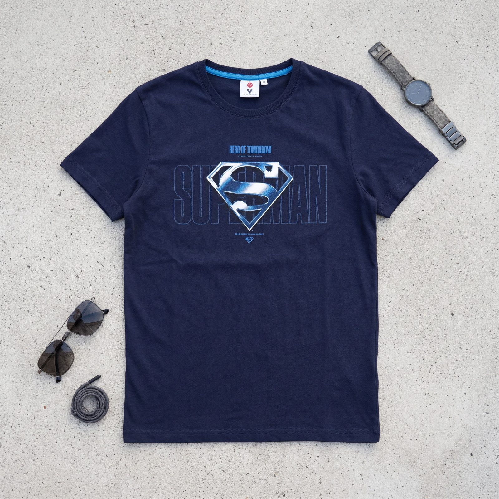 DC Comics Print-Shirt DC Comics Superman Herren Kurzarm T-Shirt Shirt Schwarz 100% Baumwolle – Bild 5 von 5