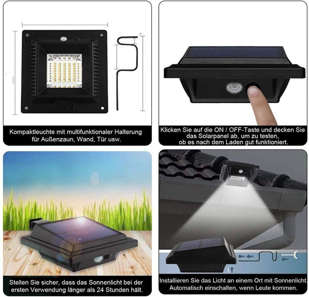 mit 6Stk.25LED Home PIR-Sensor Solarlampen safety LED Dachrinnenleuchte