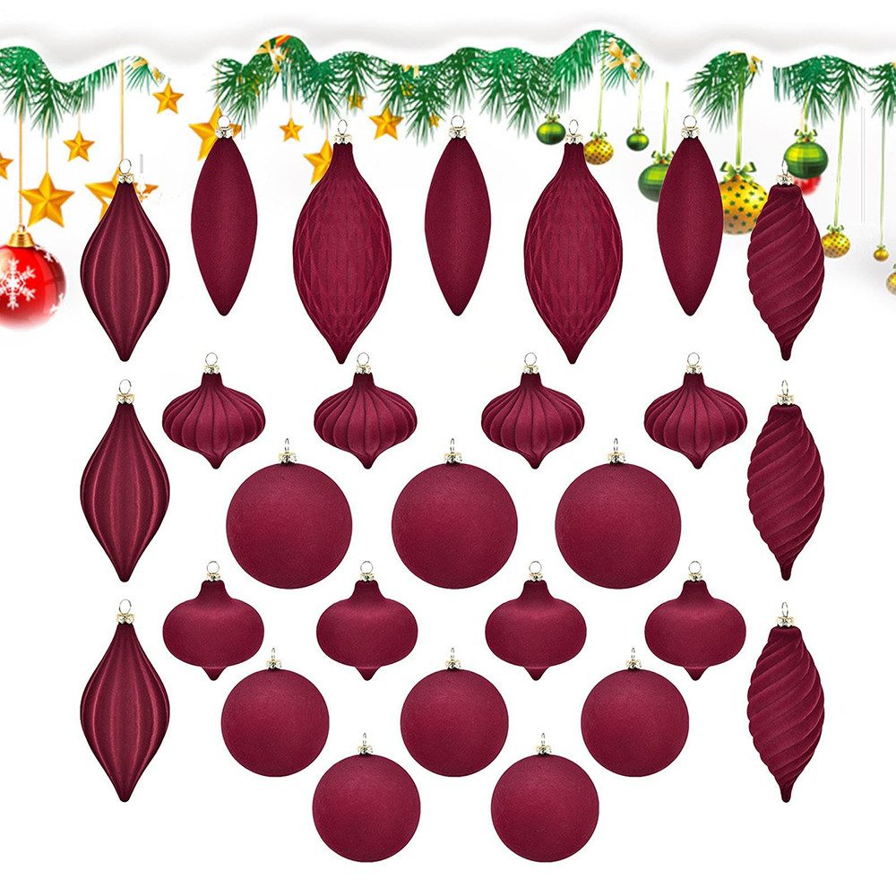 CLTYQ Weihnachtsbaumkugel 27 Samt-Weihnachtsdekorationen,Christbaumkugeln Set (27 St), bruchsicher, flauschige Weihnachtskugeln,Weihnachtsdeko Innen Aussen