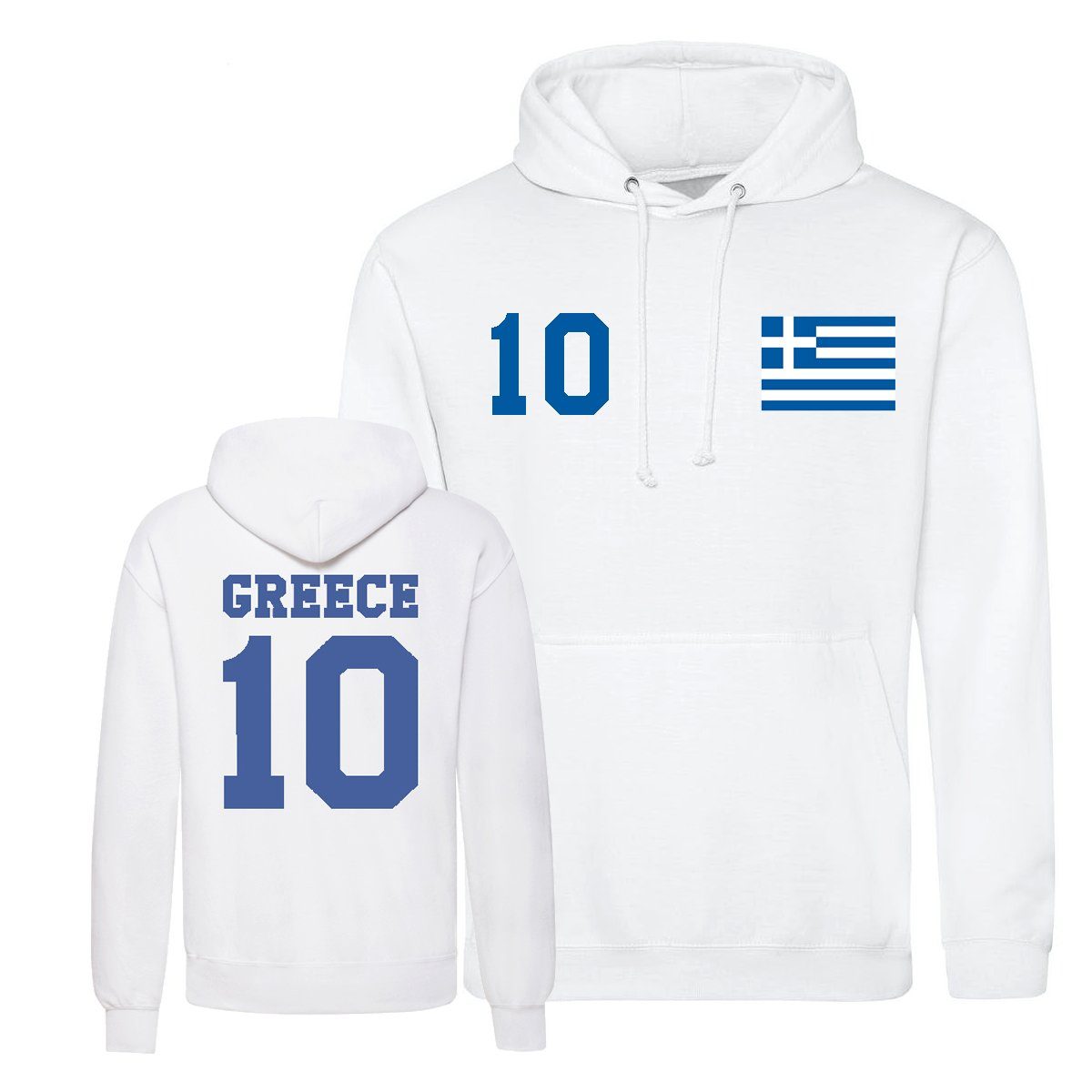 Kapuzenpullover Griechenland Herren Hoodie Pullover im Fußball Trikot Look