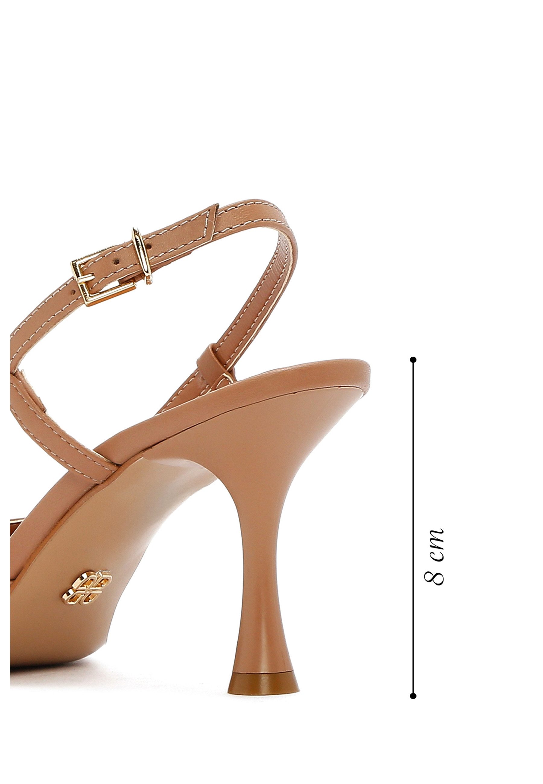 Derimod Slingback-Pumps aus Leder mit hohem Absatz Pumps Echtes Leder, Spitze Zehenpartie,Slingback-Riemen,Ausgestellter Absatz