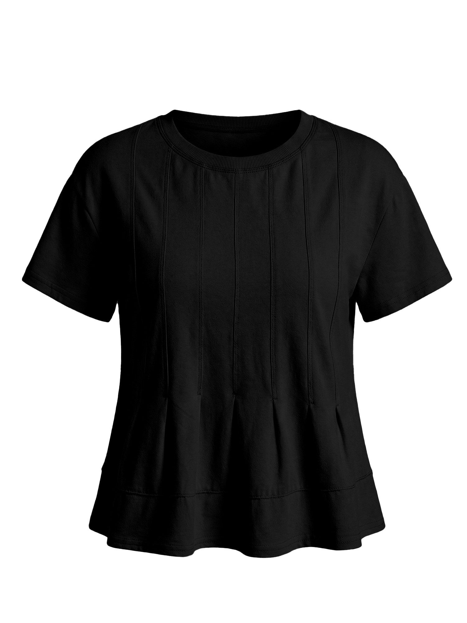 Imily Bela T-Shirt Damen Babydoll Tops mit Schößchen und Falten (Packung, 1-tlg., 1per-Pack) einfarbig
