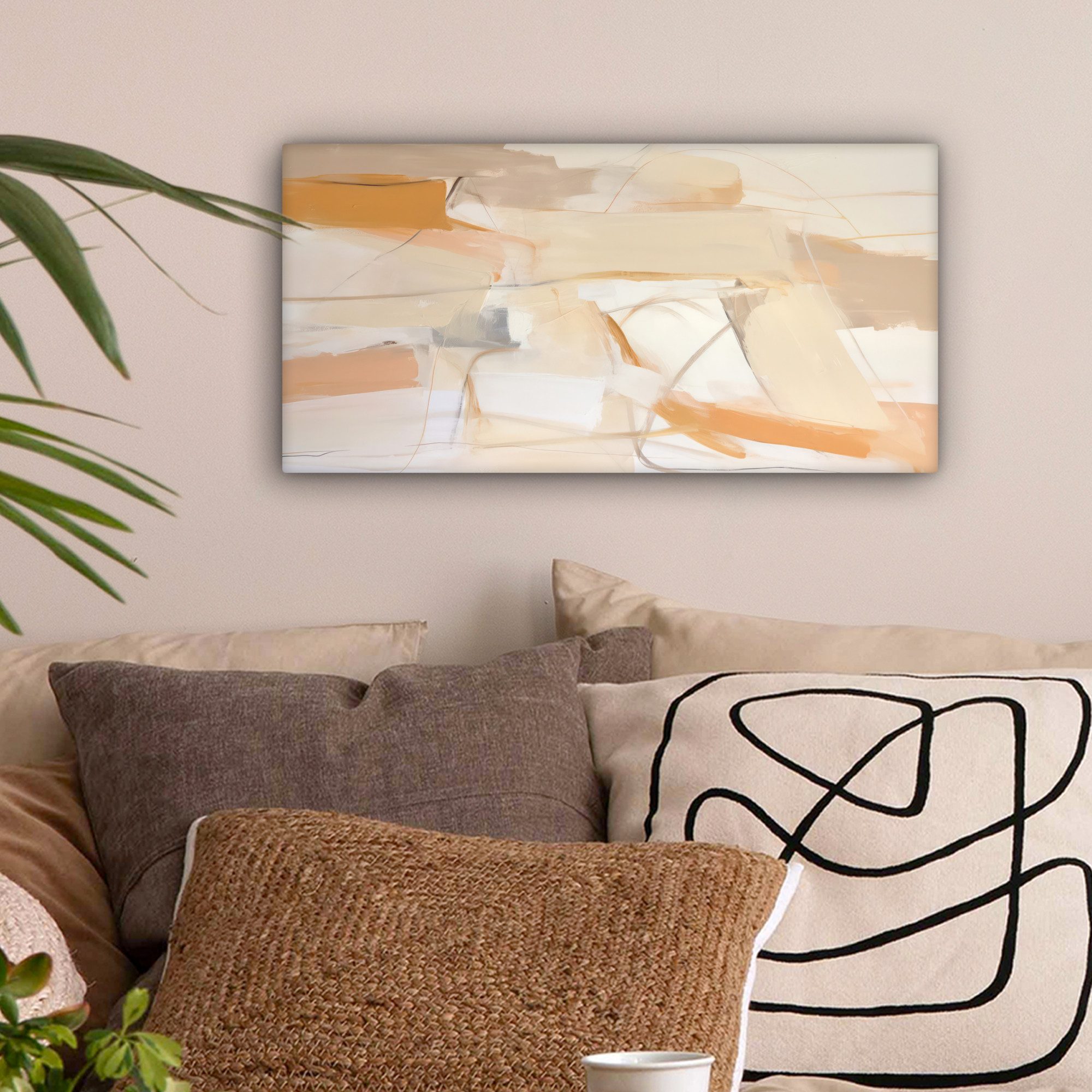 OneMillionCanvasses® Leinwandbild Panorama Abstrakt - Beige günstig online kaufen
