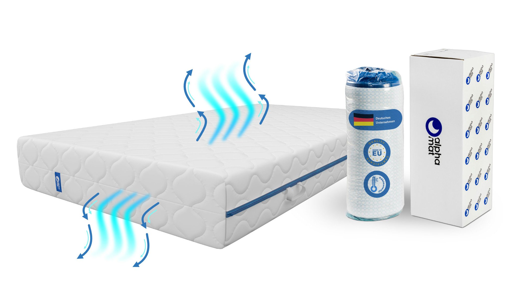 Komfortschaummatratze Simply mit kühlender Stoff 80x200 cm, 90x200 cm & weitere Größen, alpha mat, 15 cm hoch, eckig, Wendematratze, Härtegrad: H2/H3