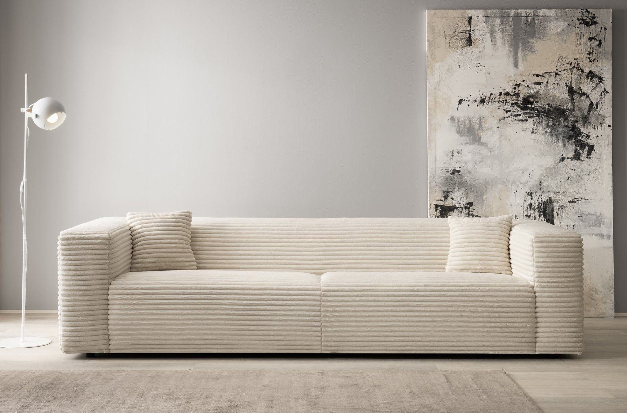 Home affaire 3-Sitzer BAKELS, Couch in Cord oder Boucle-Stoff, Sofa im modernen Design, bequemer Sitzkomfort,in 2 Stoffen und 8 Farben lieferbar