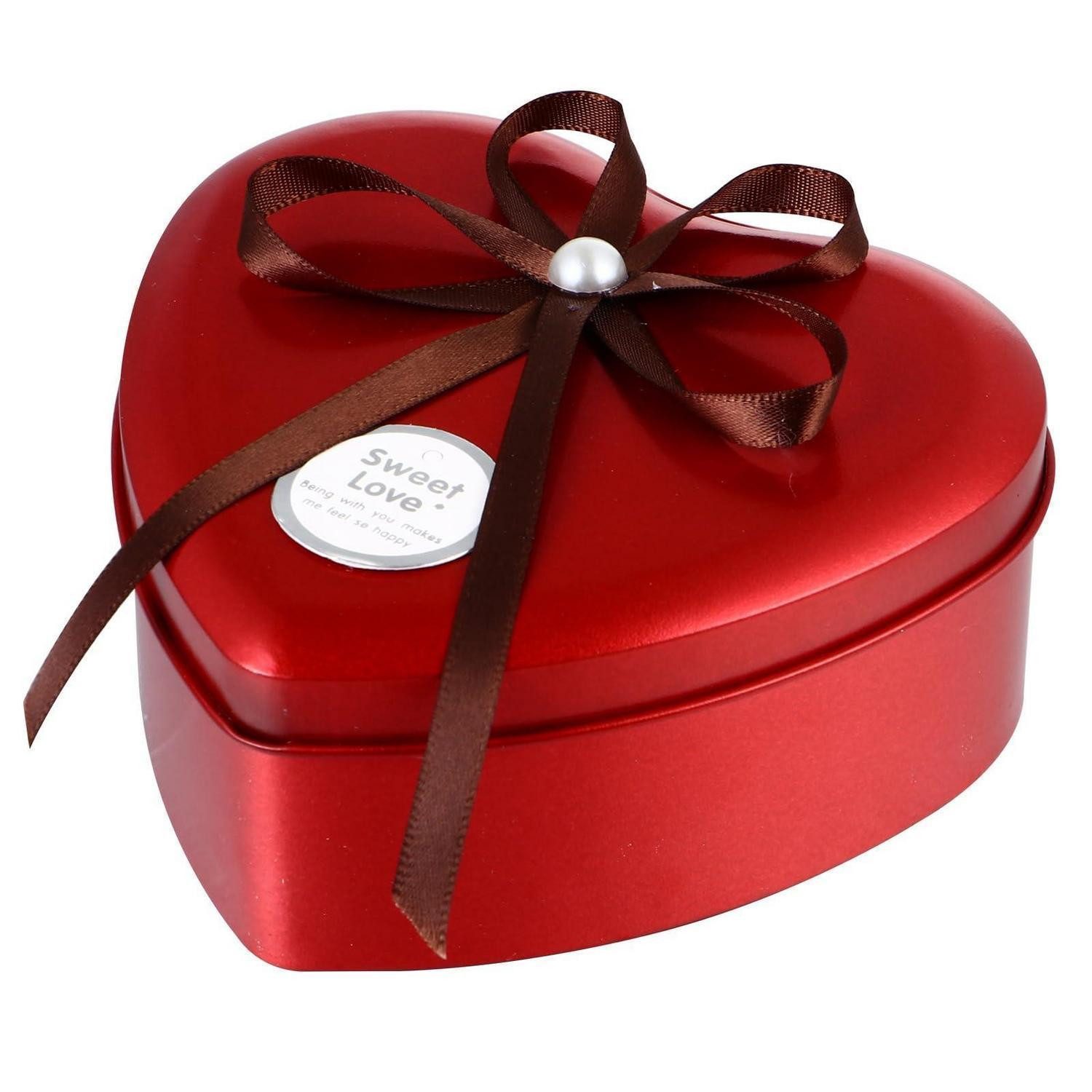 LuxusKollektion Keksdose Blechdose Herz mit Deckel Geschenkbox, Metall