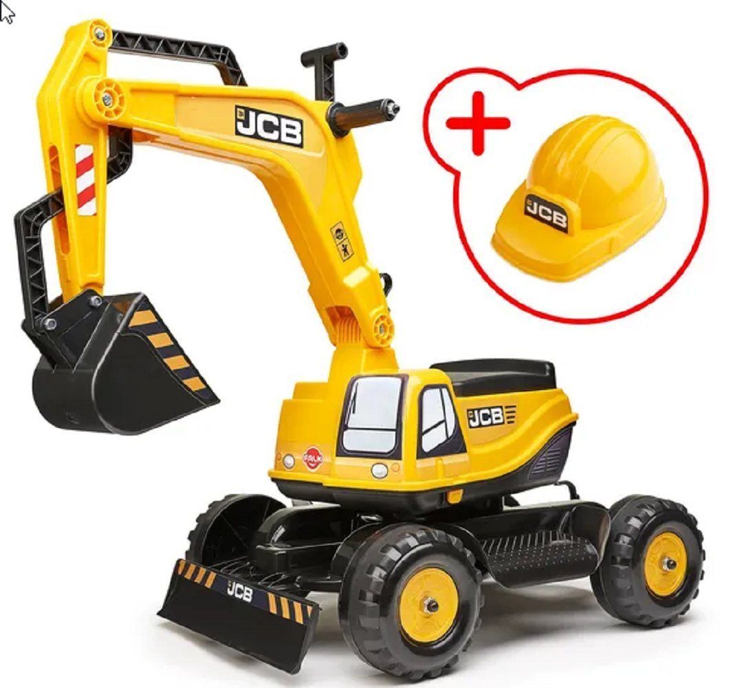 Falk Toys Trettraktor Falk F135 JCB Bagger mit Klappsitz und Helm