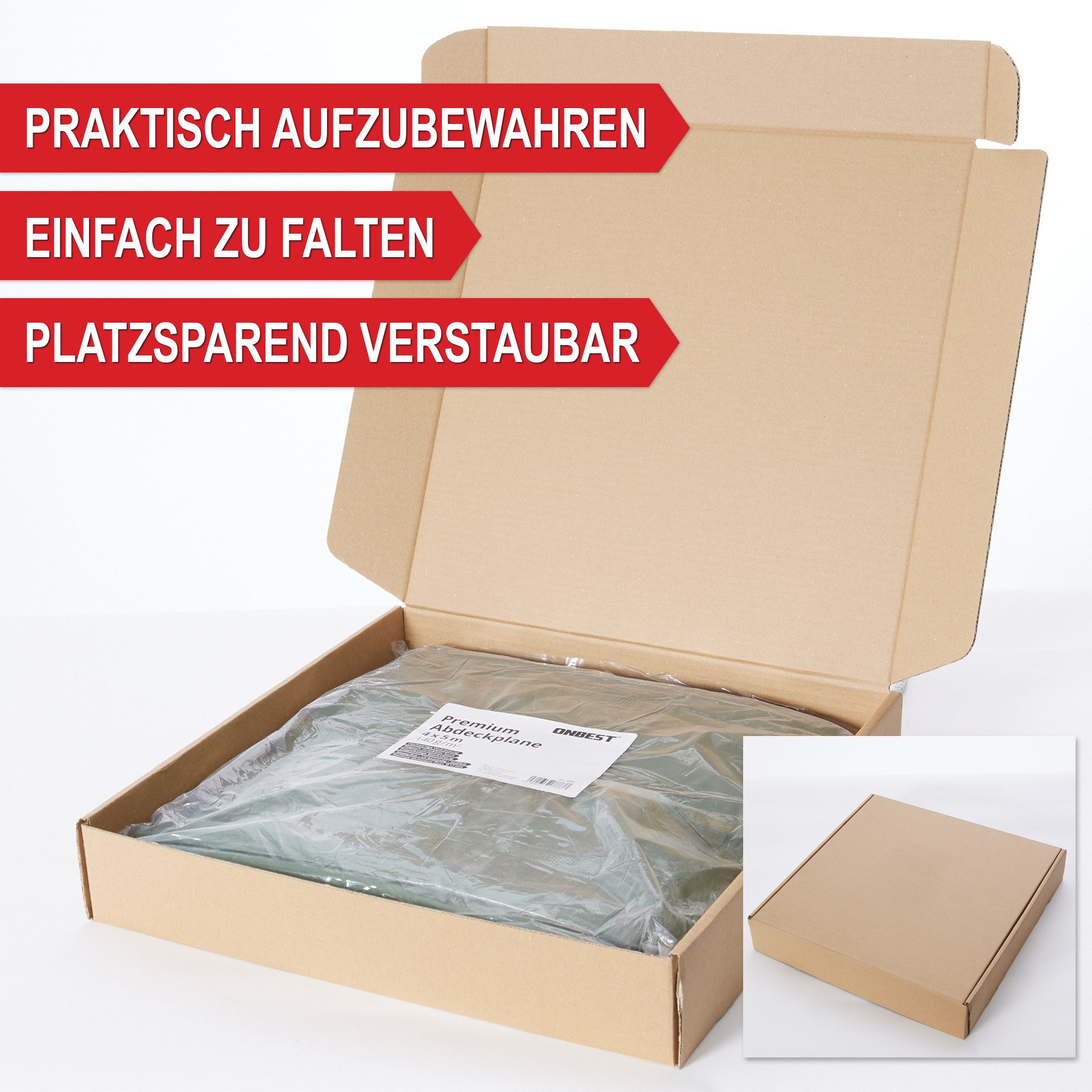 Onbest Schutzplane Wetterbeständig Reißfest (Einzelnt), 140g/m² PE-Gewebe, Aluminum Ösen, Wasserdicht