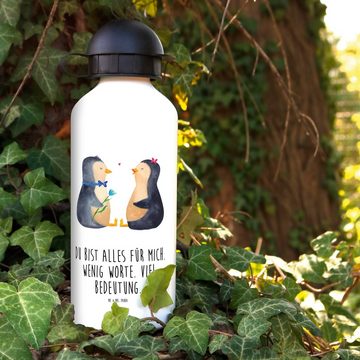 Mr. & Mrs. Panda Trinkflasche Pinguin Pärchen - Weiß - Geschenk, Kindergarten Flasche, Kinder Trink, Fröhliche Motive