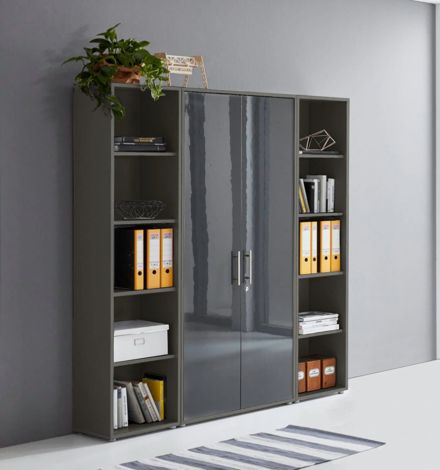 BMG Möbel Aktenschrank Office Edition 3 (Schrankwand Set, 3tlg) abschließbar, matt oder Hochglanz lackiert