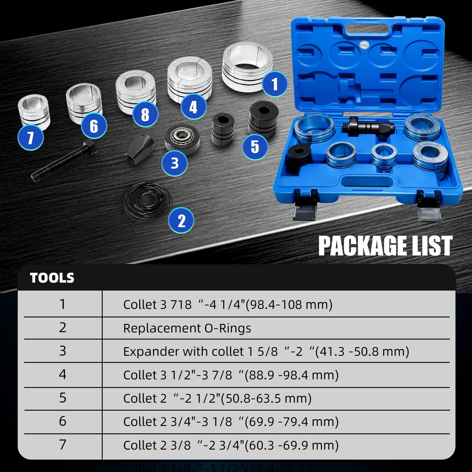 CCLIFE Montagewerkzeug Auspuffrohr-Expander Professional Rohrspreizer für Endrohre 7tlg, (7-tlg)