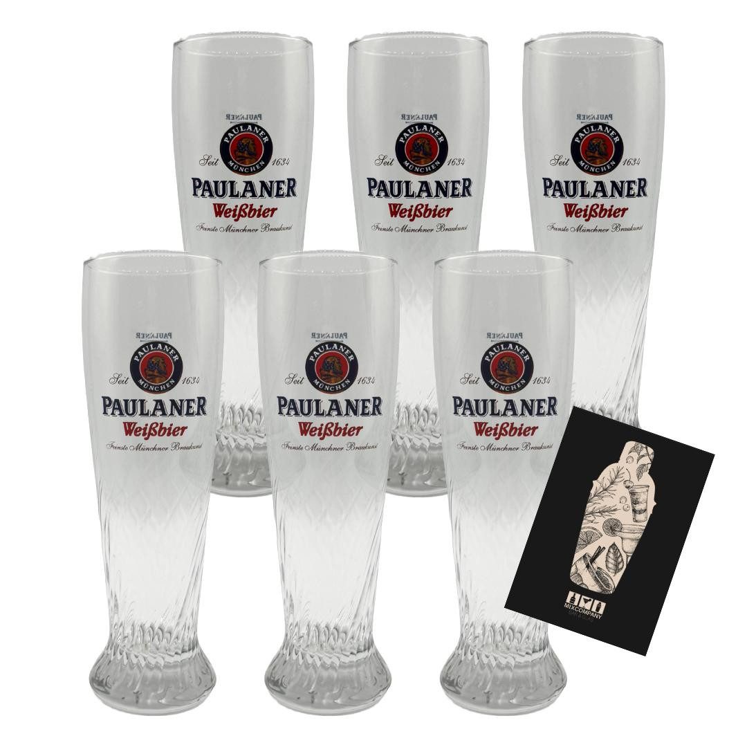 Mixcompany Gläser-Set Paulaner Weißbier Bierglas Set – 6x 0,3l geeicht