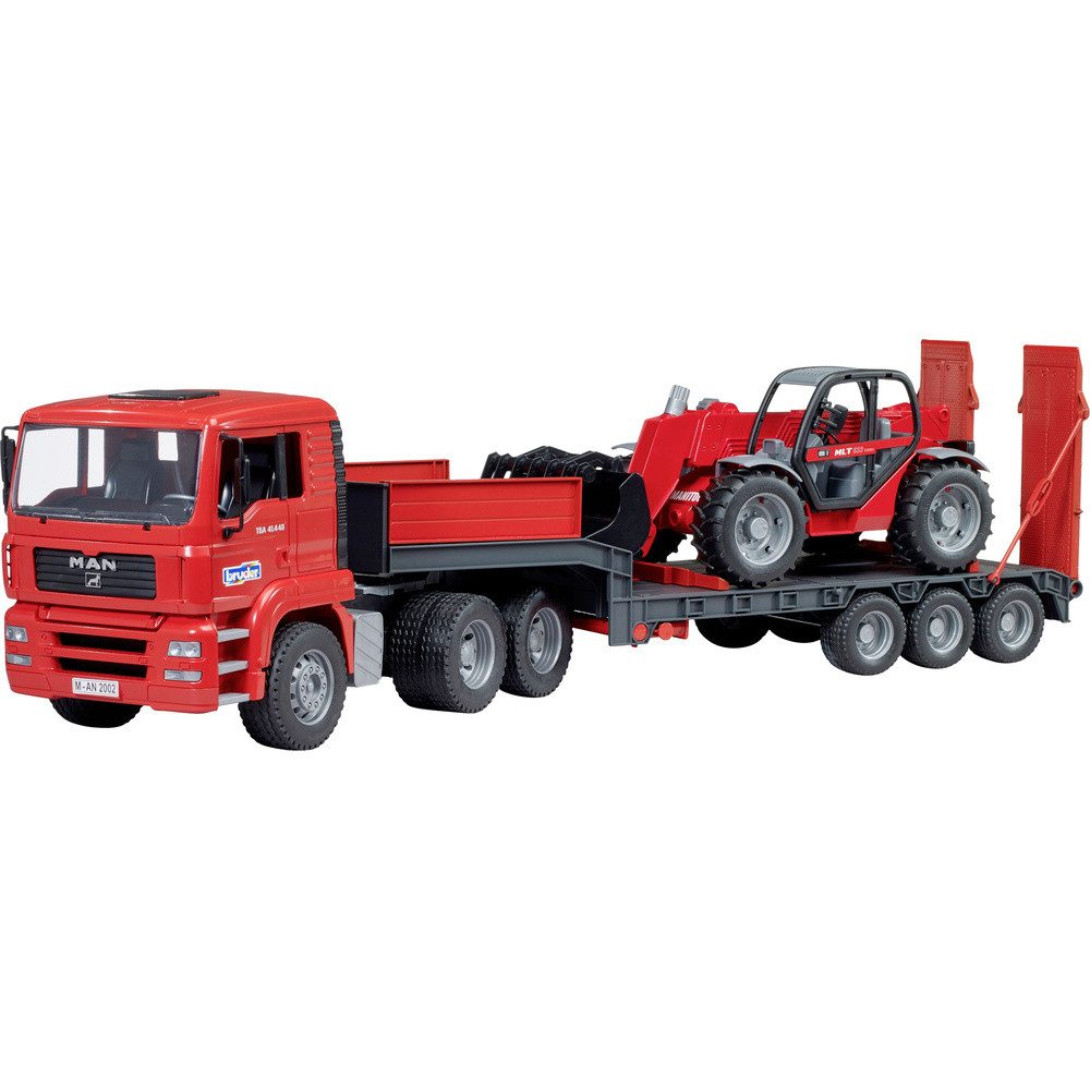 Bruder® Spielzeug-Auto bruder MAN TGA Tieflader mit Manitou Teleskoplader Fertigmodell Baufa
