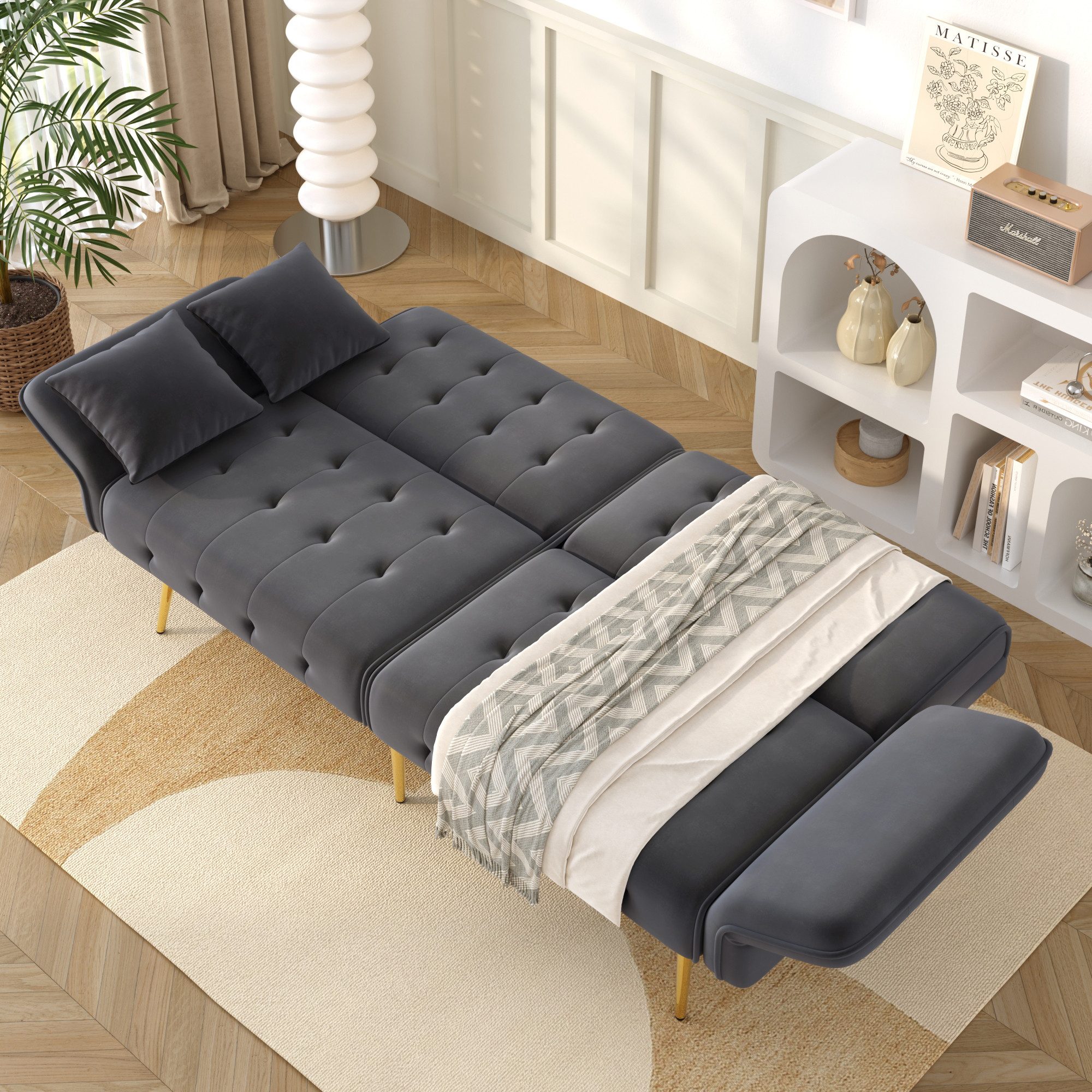 REDOM Schlafsofa 215x81,5 cm Gästebett, Polstersofa, Gästebett 1 Teile, verstellbarer Rückenlehne, mehrstelligen Armlehnen