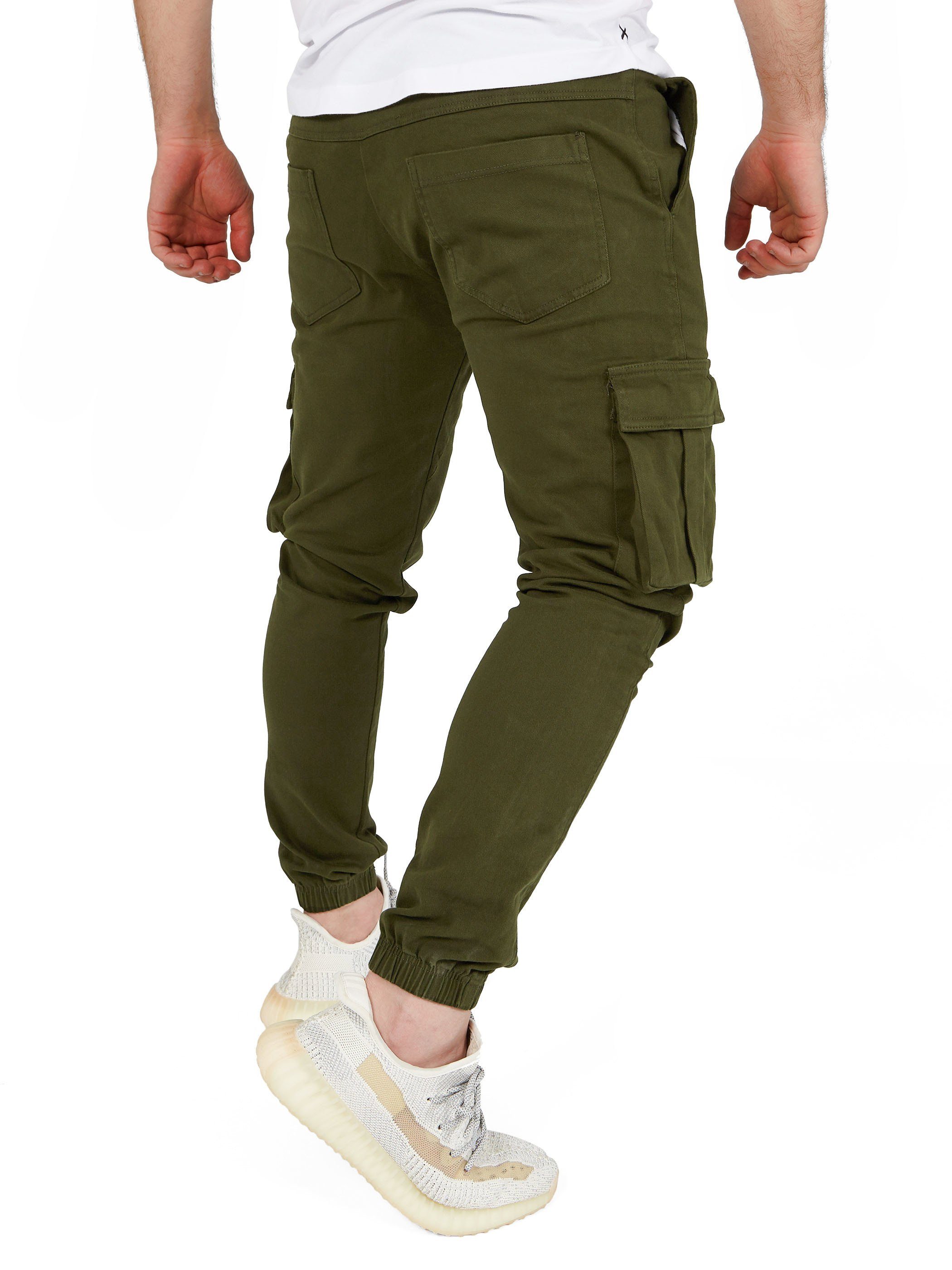 Pittman Cargohose Cargohosen Herren Chino Giga mit elastischem Bund, Cargotaschen