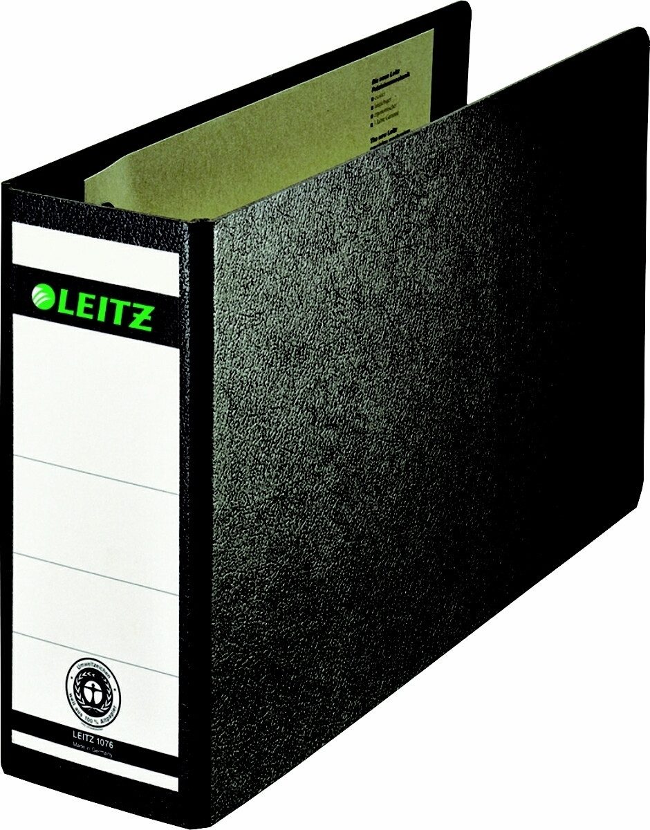 LEITZ Aktenordner Ordner A5 quer 77mm Hartpappe schwarz