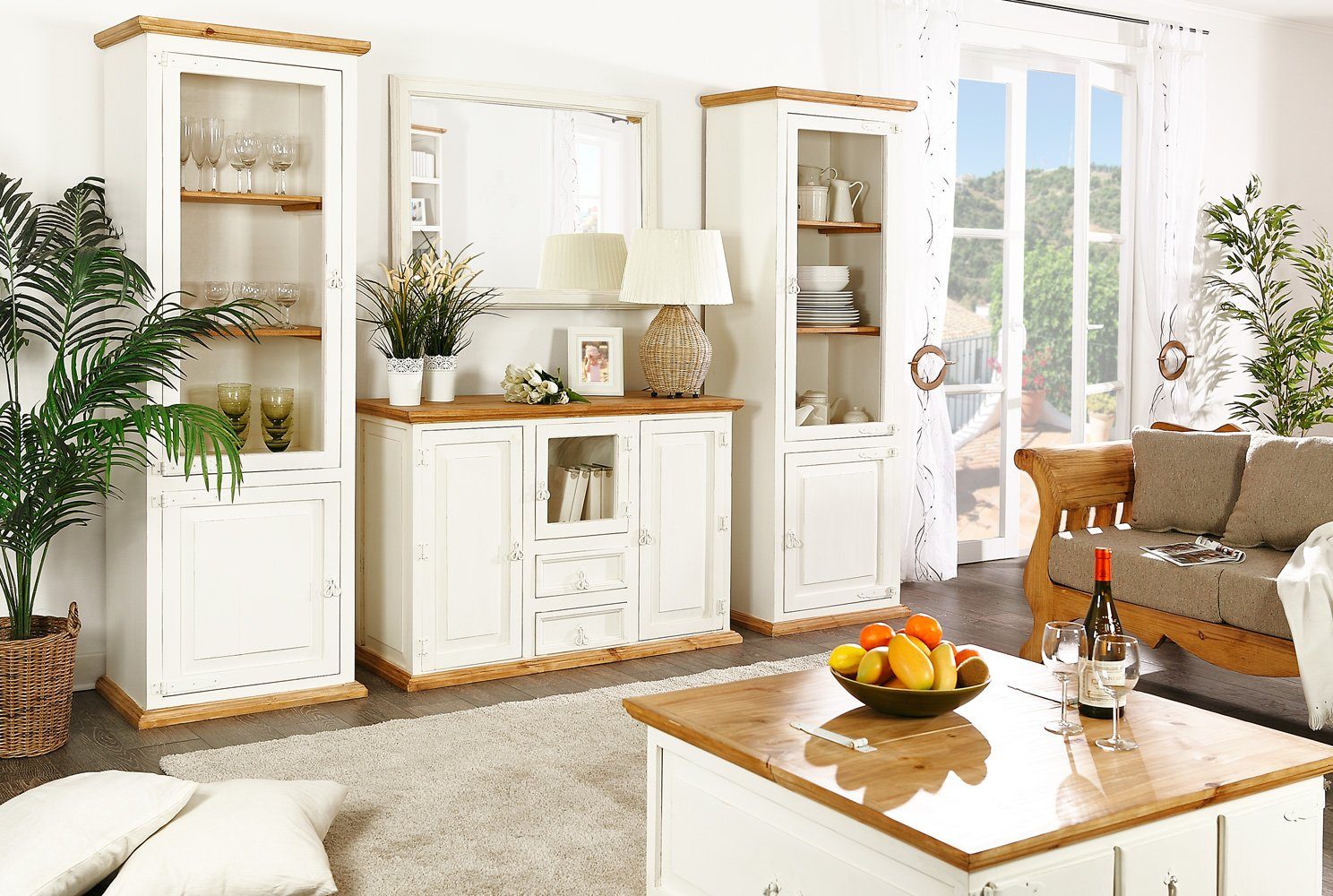 1a Direktimport Sideboard Mexico Möbel Sideboard Kommode Schrank - Pinie weiß - Landhausstil