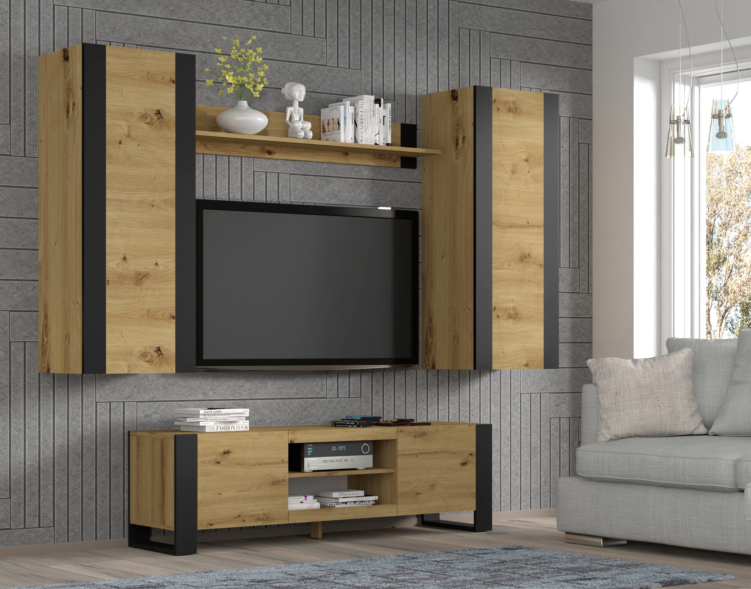 Raumhirsch Furniture Hängeregal Hängeregal, Wandboard, Regal mit Stauraum, Maße: 125 x 20 x 20 (H) cm, Einfache Montage, ABS-Kanten, Stabile Konstruktion