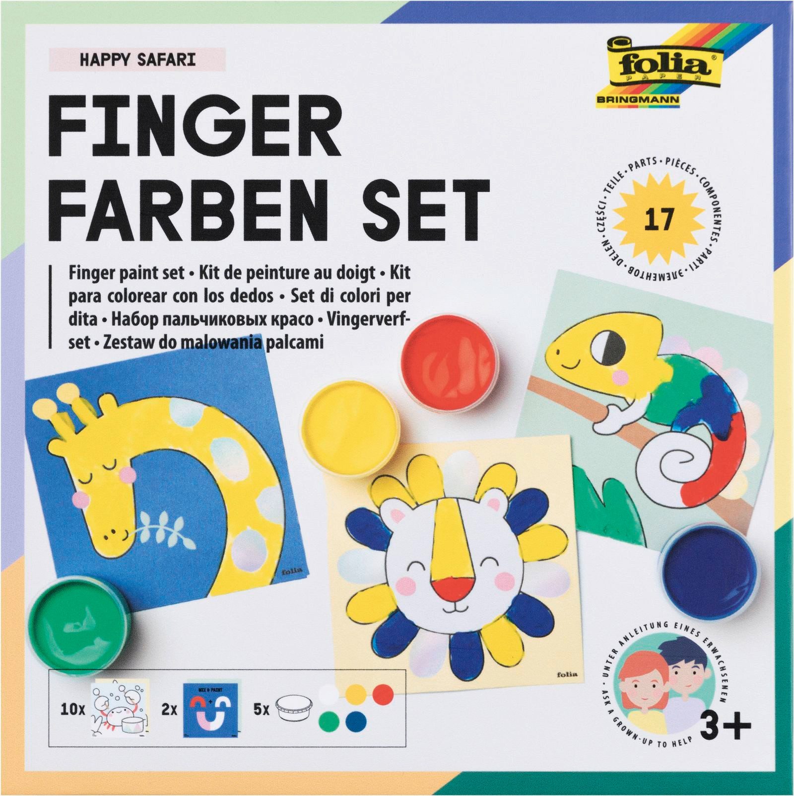 Folia Max Bringmann KG Fingerfarbe Set für Kinder, 17 tlg.