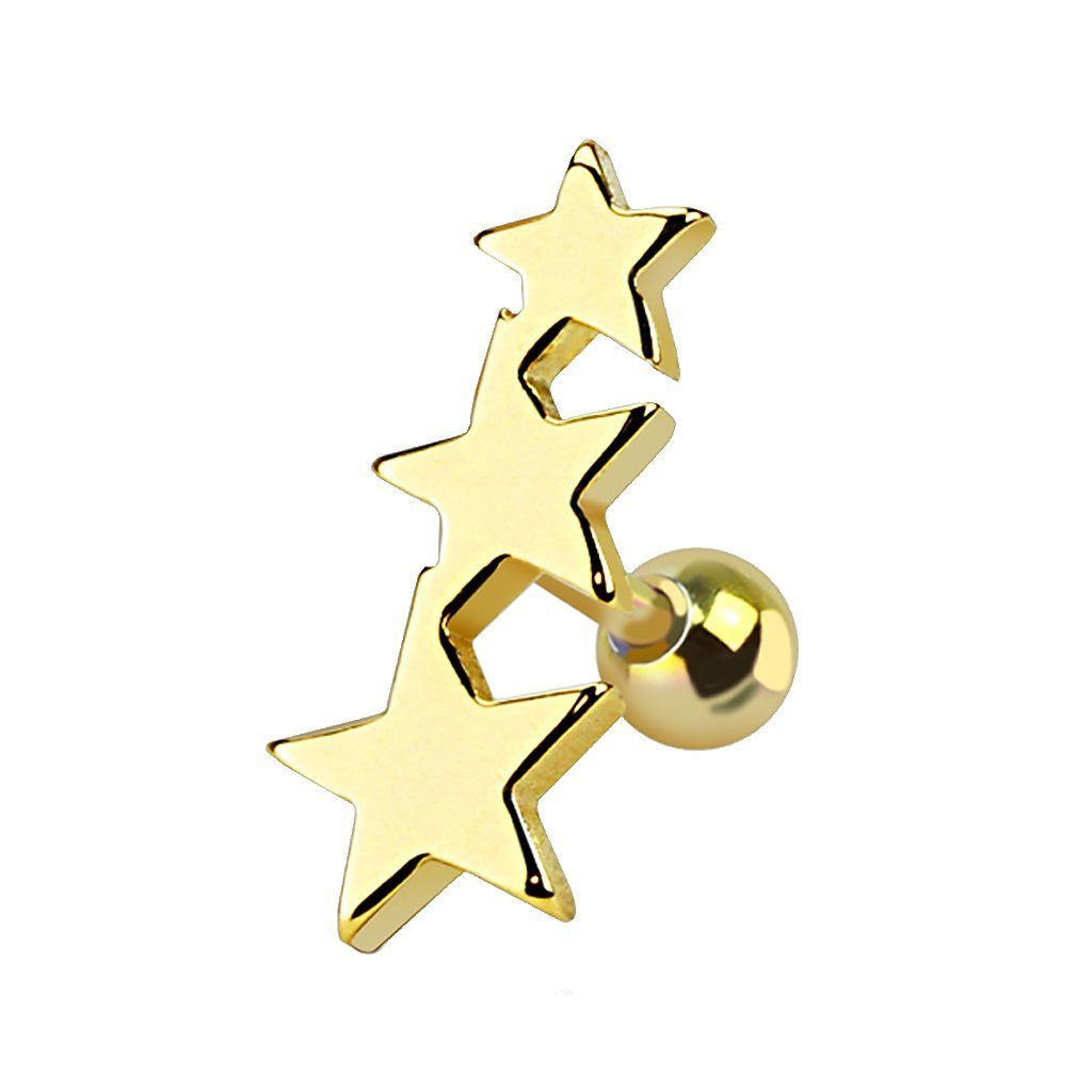 Piercing-Set Piercing Ohr Helix Tragus Chirurgenstahl 3 Sterne