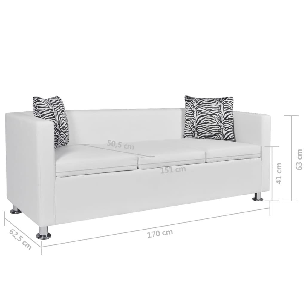 Sofa Wohnzimmer, Weiß 1 Kunstleder 3-Sitzer Loungesofa DOTMALL für Teile,