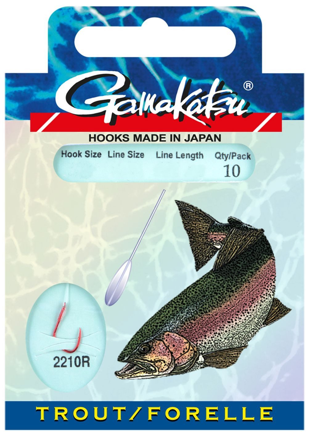Forellenhaken Gamakatsu Trout LS-2210 rot - 10 gebundene Forellenhaken