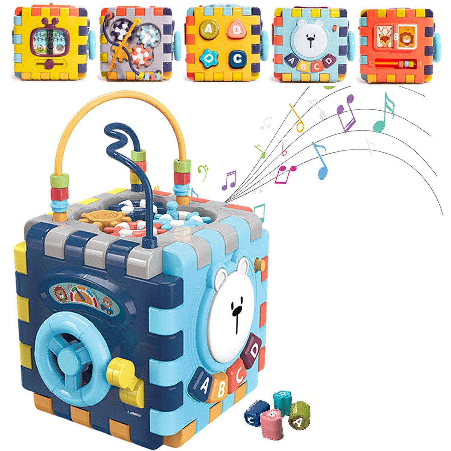 Motorikwürfel Lernspielzeug Hexaeder multifunktionale Baustein Kinderspielzeug