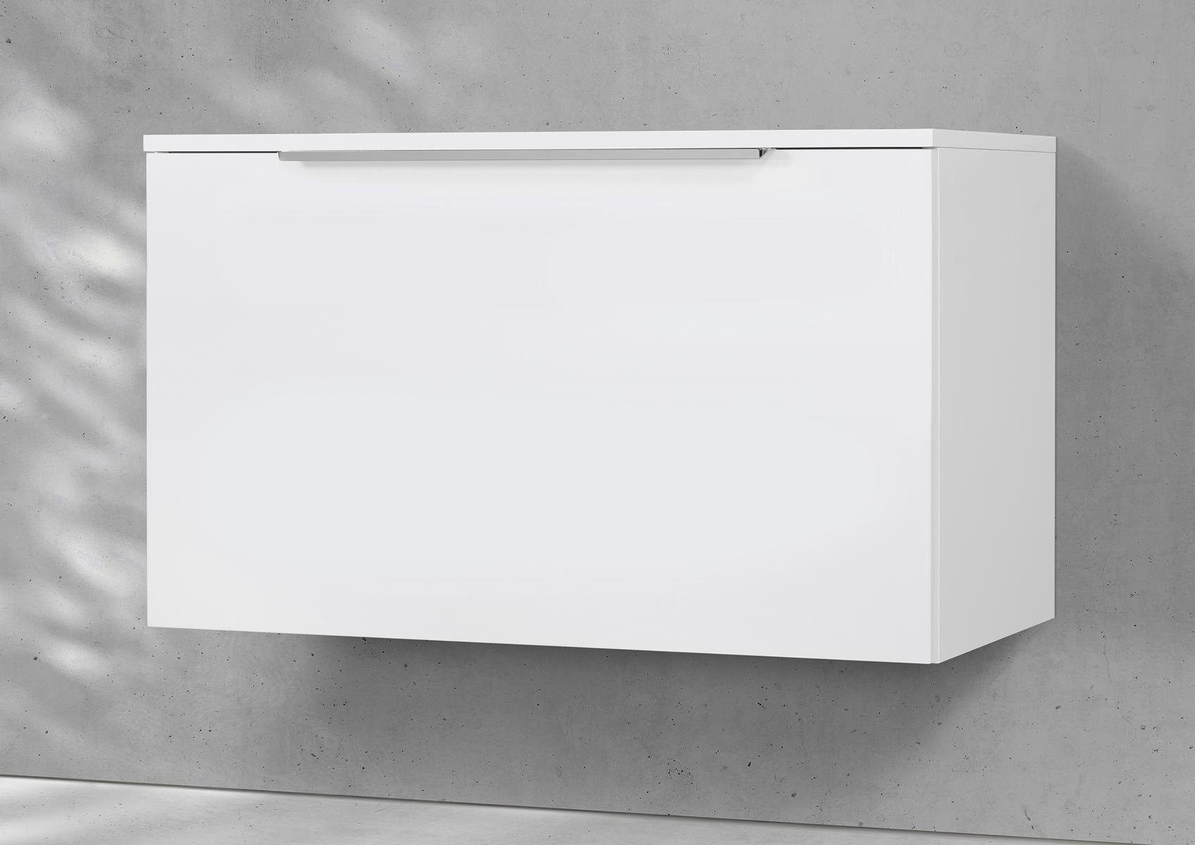 Intarbad Waschbeckenunterschrank Premium Unterschrank mit 1x große Schublade & Softclose (60 bis 100 cm Breite, Höhe 55 cm, Holz-/ Lackdekore, Siphonausschnitt, PU-verleimt, stoßfeste ABS-Dickkanten) Vormontierte Lieferung, 160 kg Traglast, Made in Germany