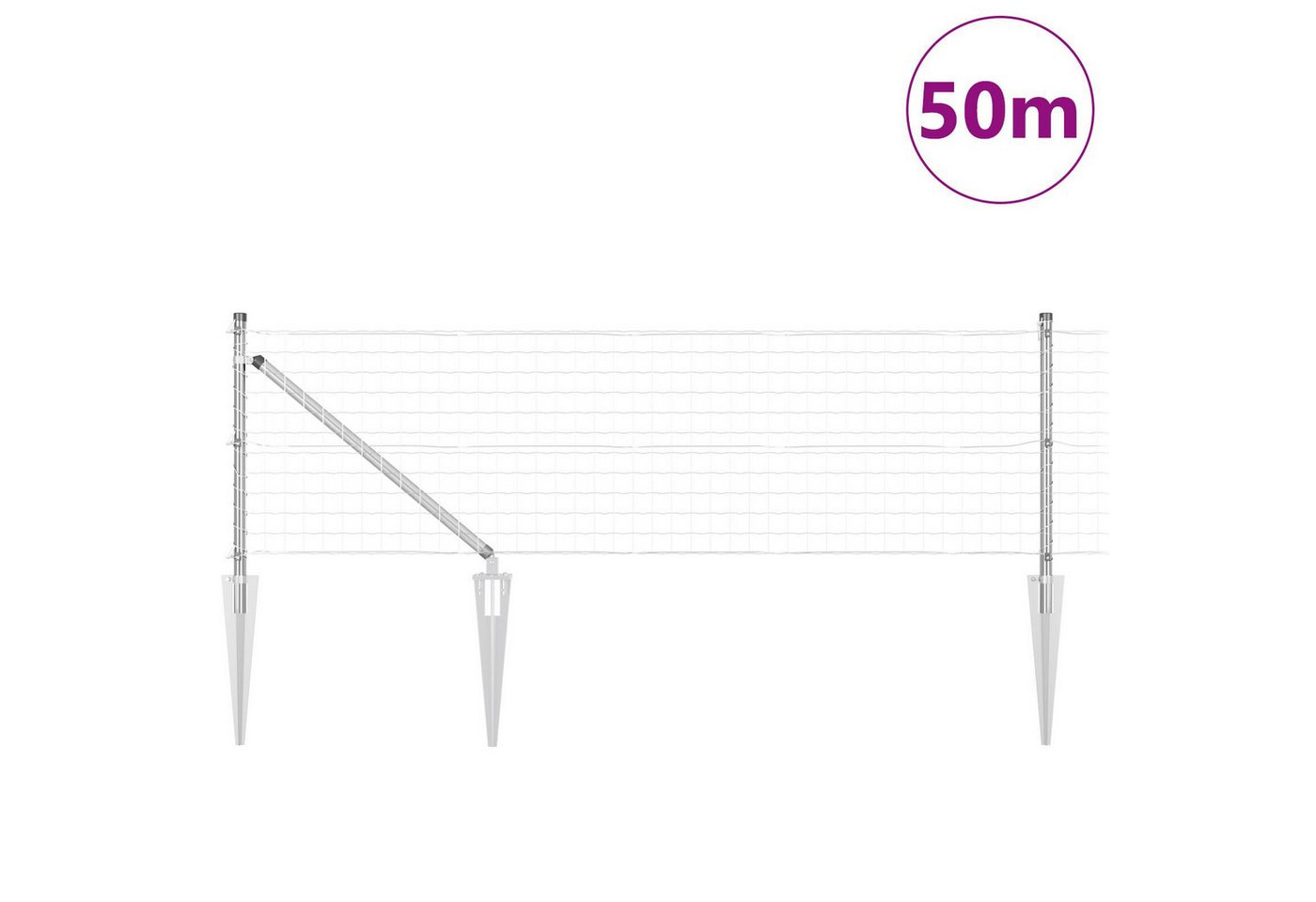 Thumbnail - vidaXL Gartenzaun Euro Zaun mit 13 Spitzenpfählen 0,4x50 m Verzinkter Stahl, (3-St)