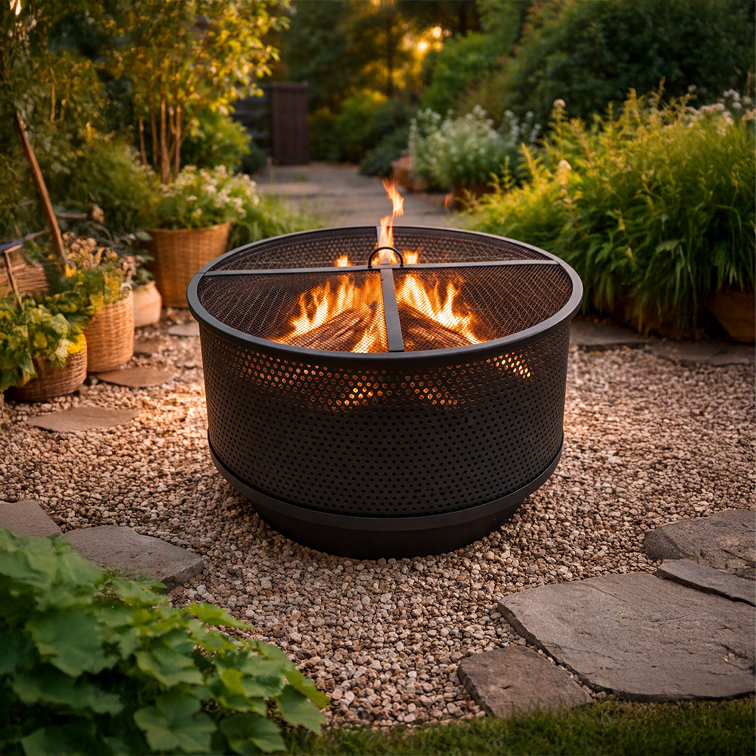 relaxdays Feuerschale mit Grillrost