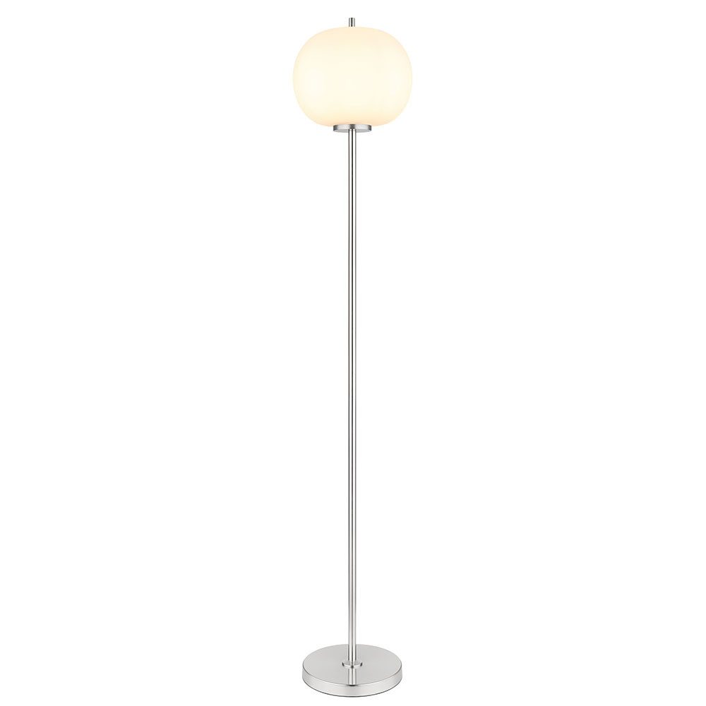 GLOBO LIGHTING Stehlampe, Leuchtmittel nicht inklusive, Stehleuchte Standlampe E27 Glaskugel opal Metall nickel Wohnzimmer