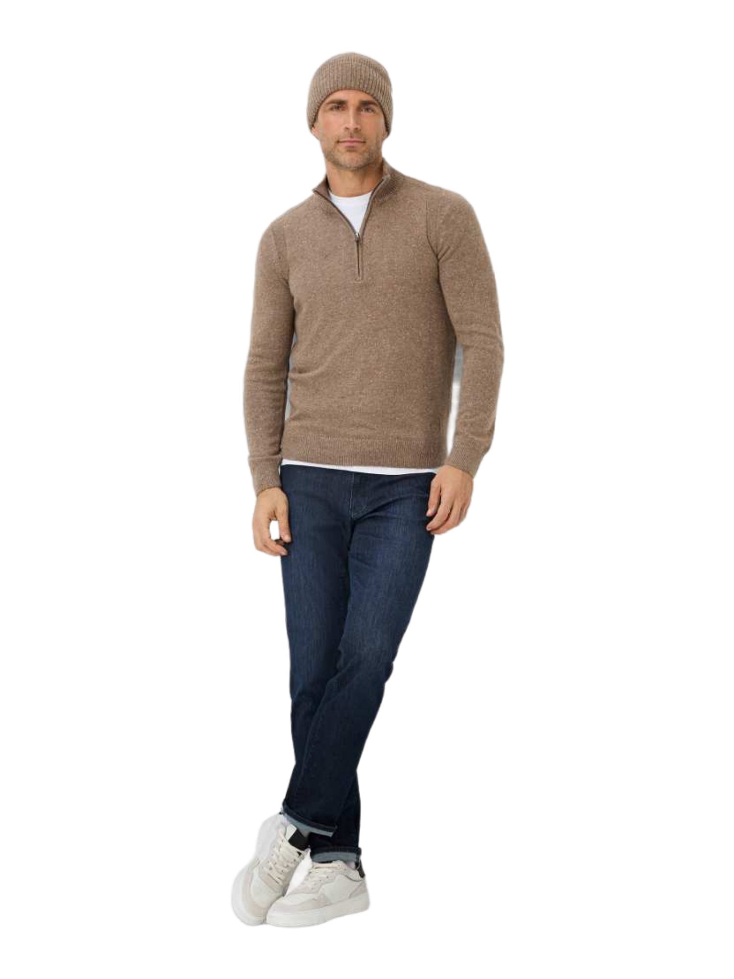 Brax Strickpullover grau,Casual,Polyamid,Unifarben,Troyer-Kragen,Lang,Gerade
