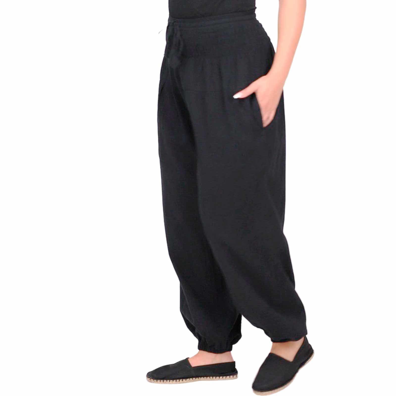 Hippie Schwarz Pluder-/Haremshose Black Damen KUNST Sommerhose Yoga MAGIE Wellness Kunst&Magie Haremshose / UND