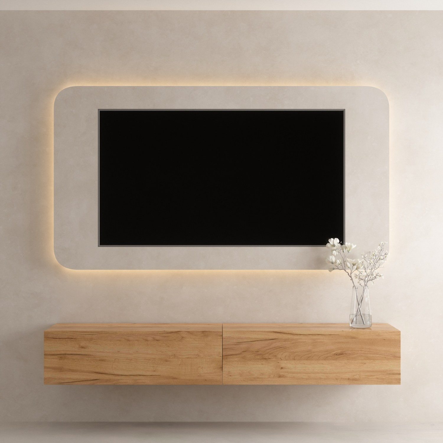 Planetmöbel TV-Schrank West TV-Board, Fernsehtisch 200 cm lang, TV-Lowboard (für Fernseher bis 55 Zoll, TV Schrank viel Stauraum, sideboard hängend, Fernsehschr – Bild 3 von 5