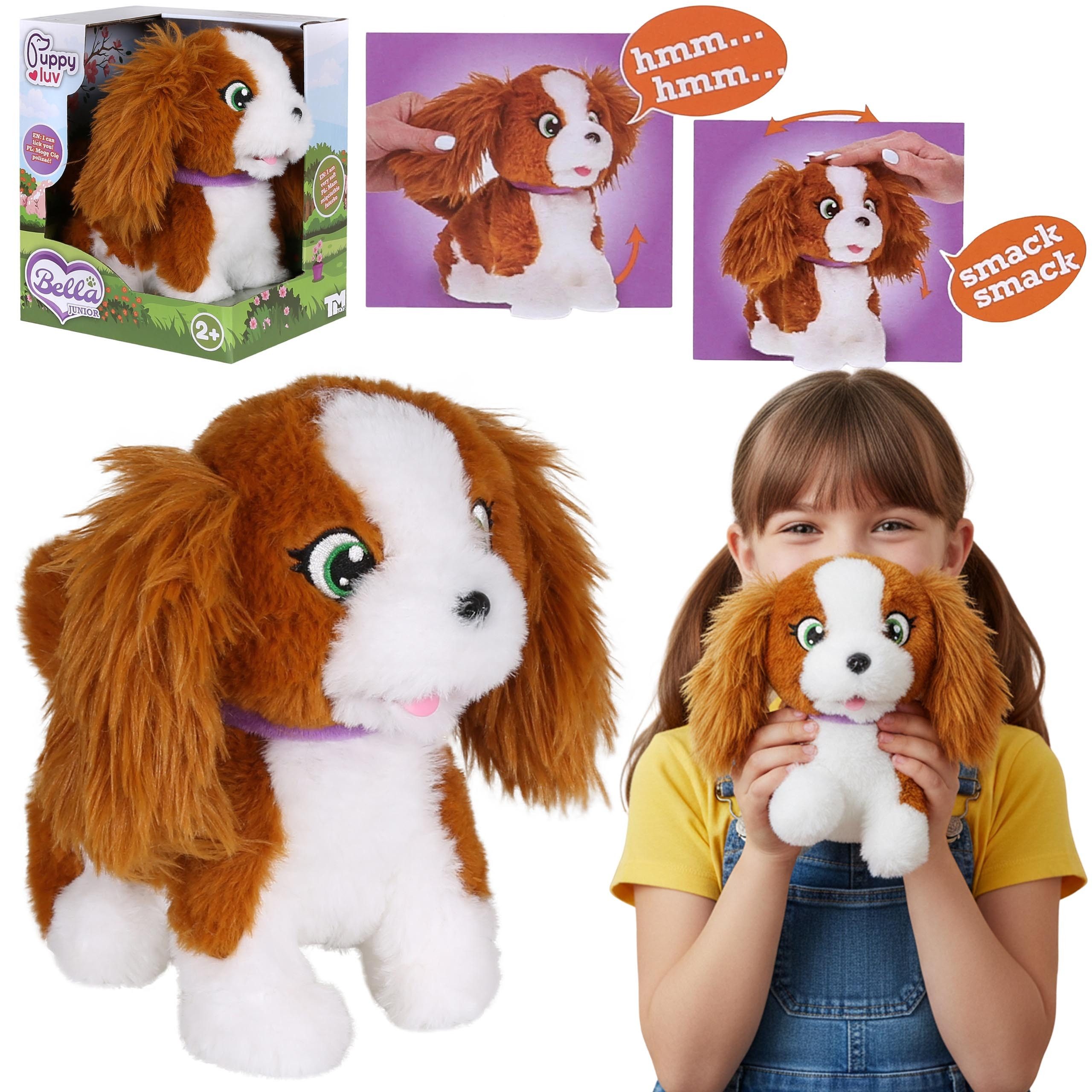 Bella Kuscheltier Puppy Luv Junior BELLA – Interaktiver Cavalier-Welpe, Plüschhund, 2+