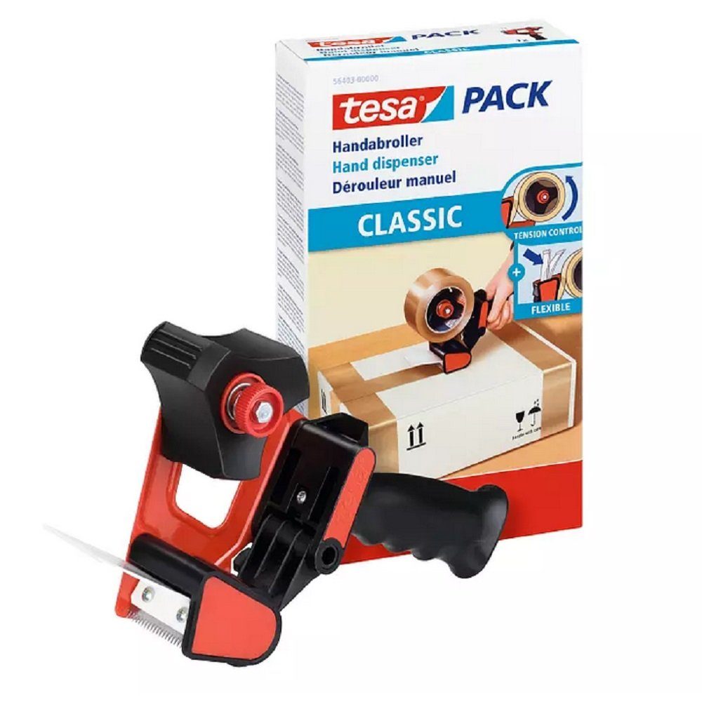 tesa® Handabroller schwarz/rot CLASSIC tesa Klebeband 56403 Packbandabroller