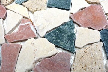 Mosani Bodenfliese Mosaik Bruch Marmor Naturstein creme beige rot grün Küche