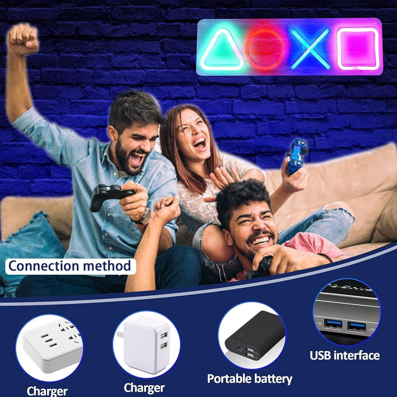 TUWENA LED Dekolicht Gamer Neon Schild, USB/Schalter, Grafik Dekoration Zeichen Spielzimmer, für Gamer Streamer Teenager Jungen Zimmer Kinder