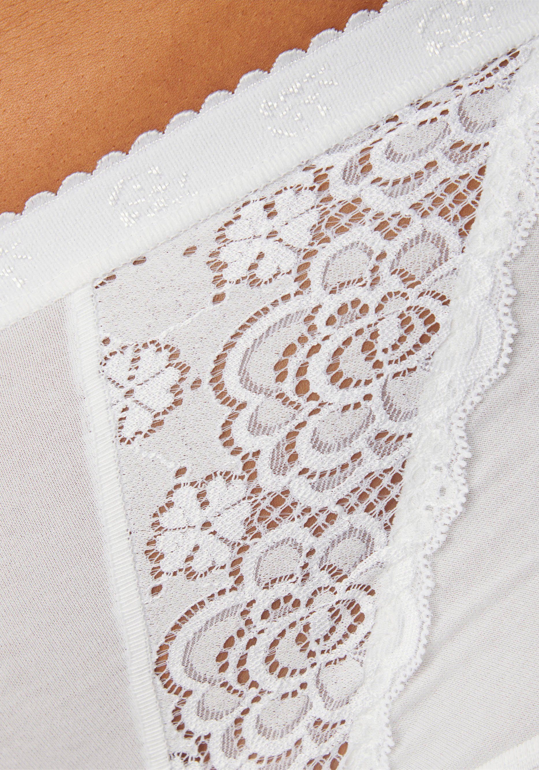 sloggi Maxislip Chic (4er Pack) elastische Spitzeneinsätze, feminin, Baumwollmix, elastisch