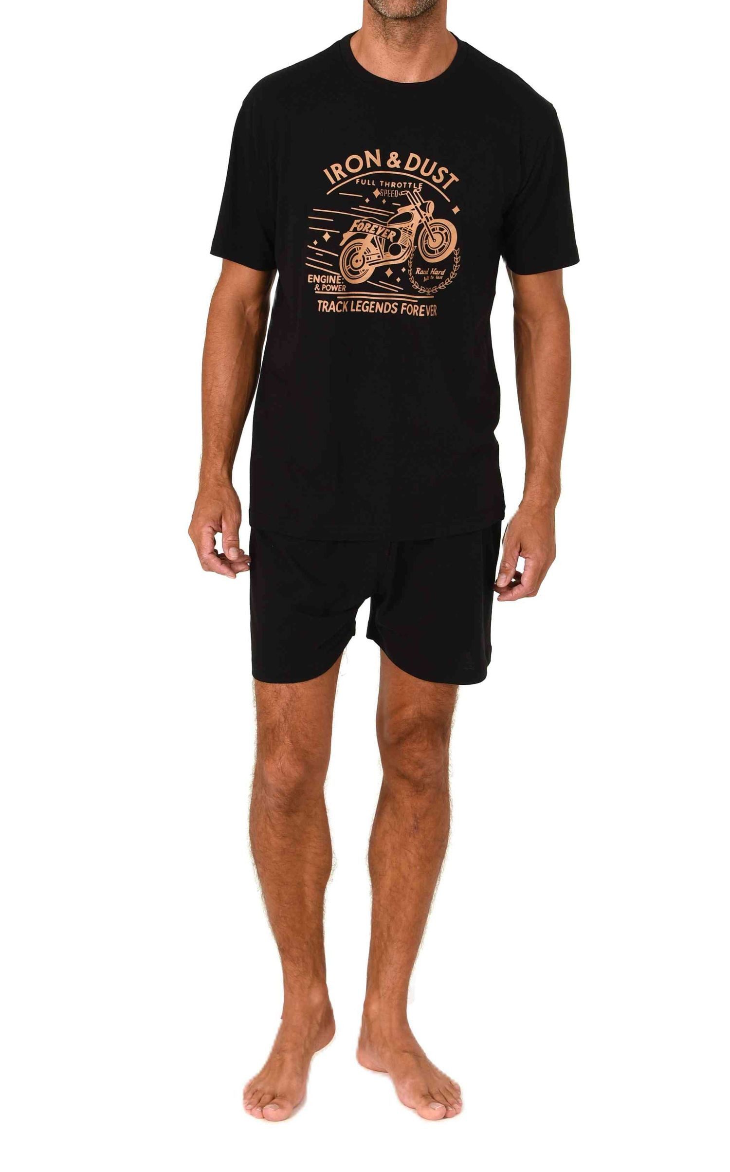 Normann Pyjama Normann Herren kurzarm Schlafanzug Shorty Pyjama mit Frontprint