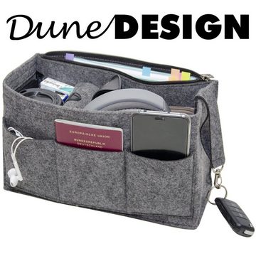 DuneDesign Aufbewahrungstasche Handtaschen Organizer L 30x12x17 cm Filz Einsatz, 30x12x17 cm Innentasche Grau