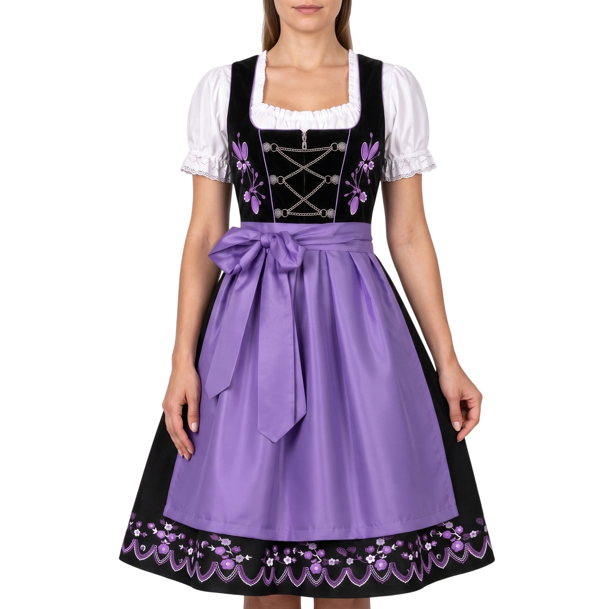 German Wear Dirndl GW1315 3-teiliges Midi Dirndl Dirndel Trachtenkleid